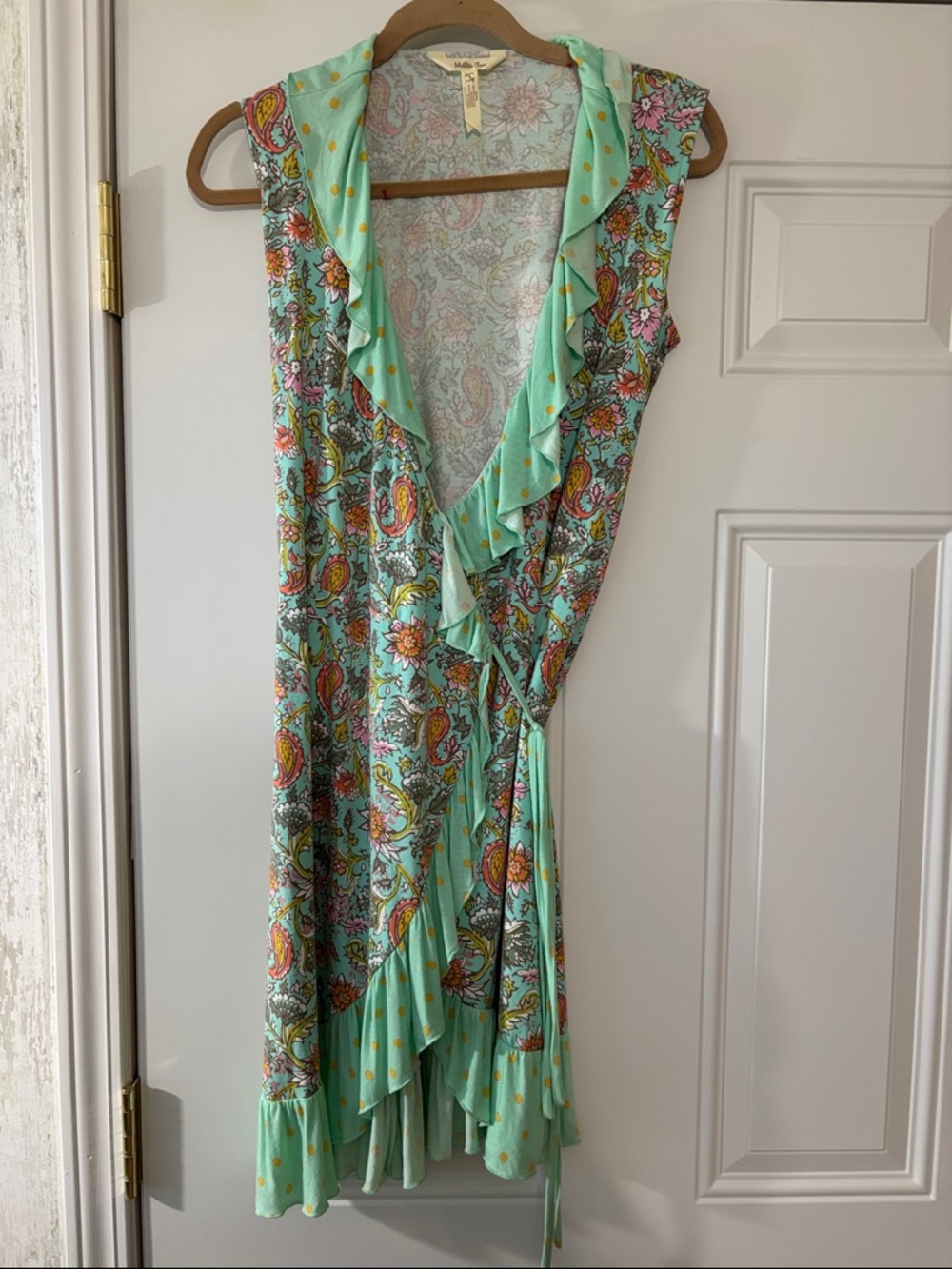 Matilda Jane Mint Green Floral Paisley Dress with Orange Accents